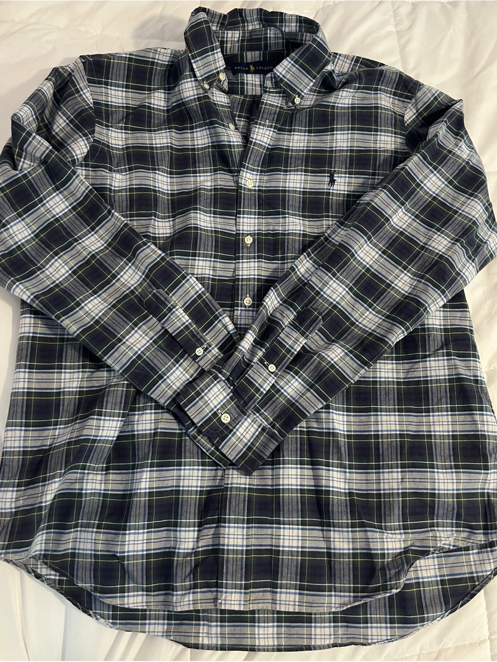 Ralph Lauren Green and Navy Plaid Button-Down Shirt